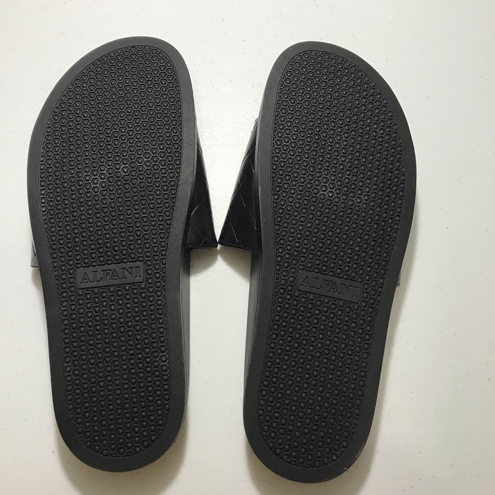 Alfani Black Woven Leather Slide Sandals Size 10.5m Sb-K View 5